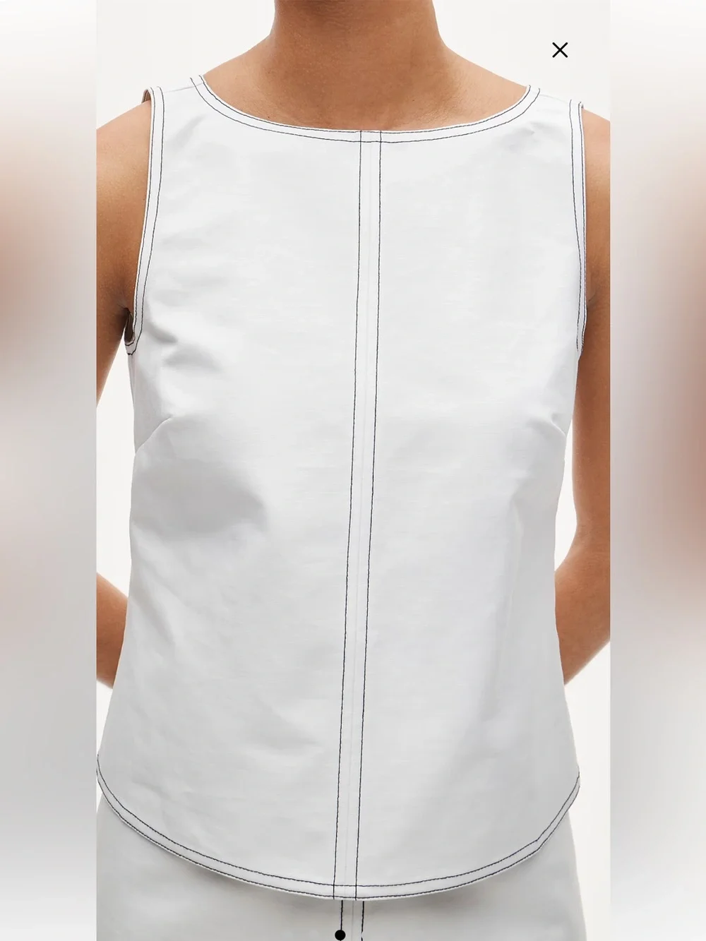 NWT J Crew Contrast-Stitch Shell Top in Double Cotton Poplin – White – Size 4